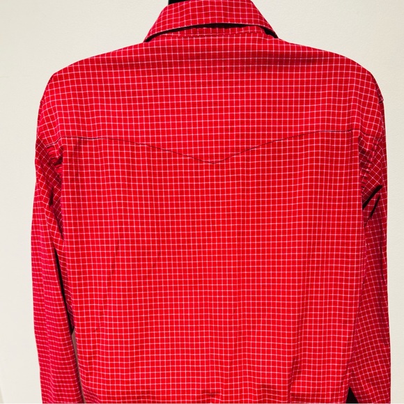 Vintage Wrangler Red Plaid Western Pearl Snap Long Sleeve Shirt - Picture 5 of 6